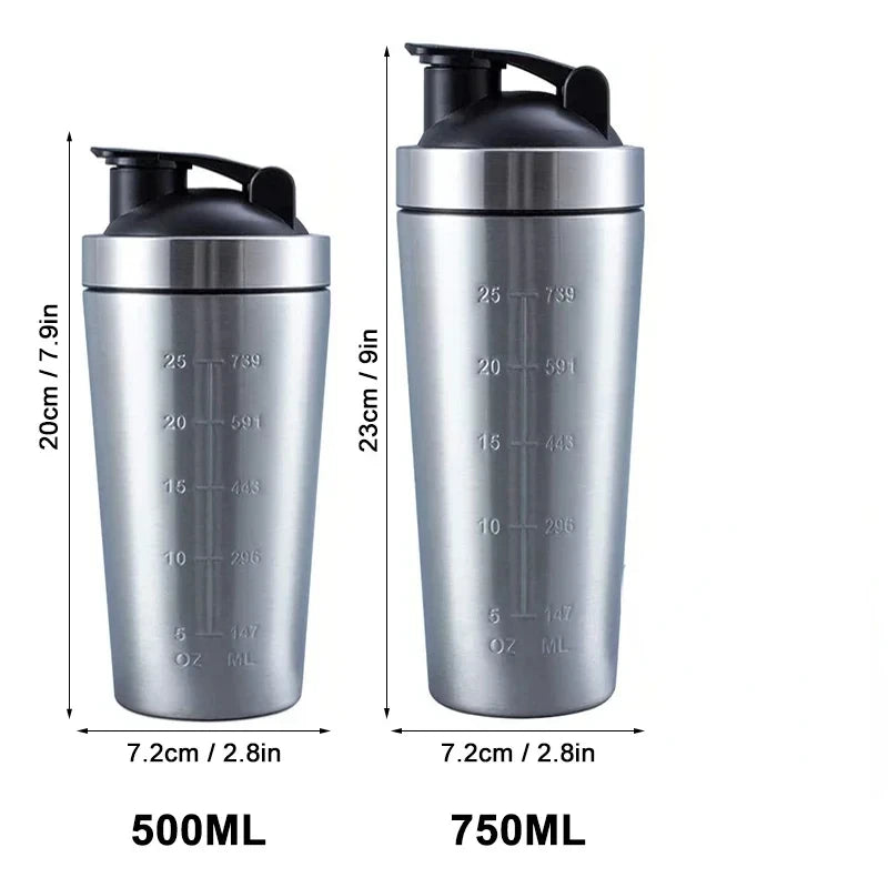 Edelstahl Fitness Shaker Tasse – Tragbarer Sport- und Nährstoff-Shaker für Proteinmischungen, Auslaufsichere Wasserflasche für das Fitnessstudio und unterwegs