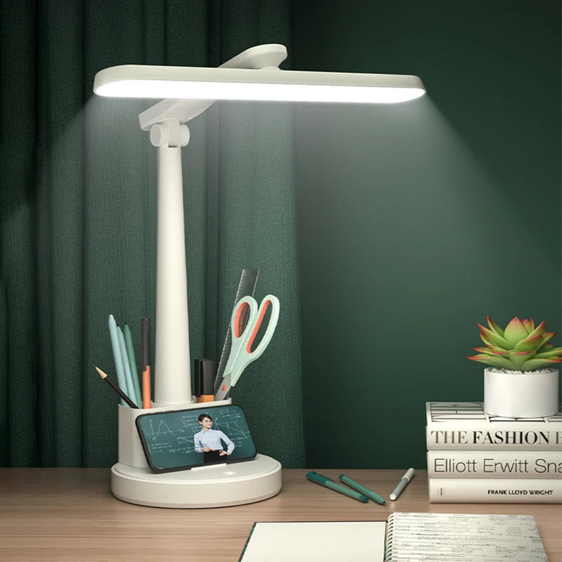 Faltbare LED Tischlampe - Wiederaufladbare Schreibtischlampe mit Augenschutz, USB-Anschluss und Akku, Perfekt für Studenten, Multifunktionale Tischlampe