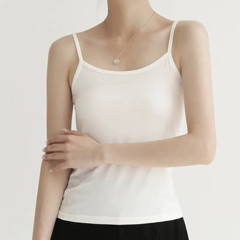 Dünnes Sommer Tank Top für Frauen – Ärmelloses Fitness-Shirt in Schwarz, Weiß und Beige