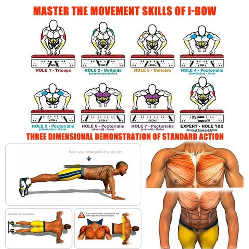 Tragbares, Multifunktionales 4 in 1 Push-up Board Set mit Griffen – Faltbares Fitnessgerät für Brust-, Bauch-, Arm- und Rückentraining zu Hause und Unterwegs