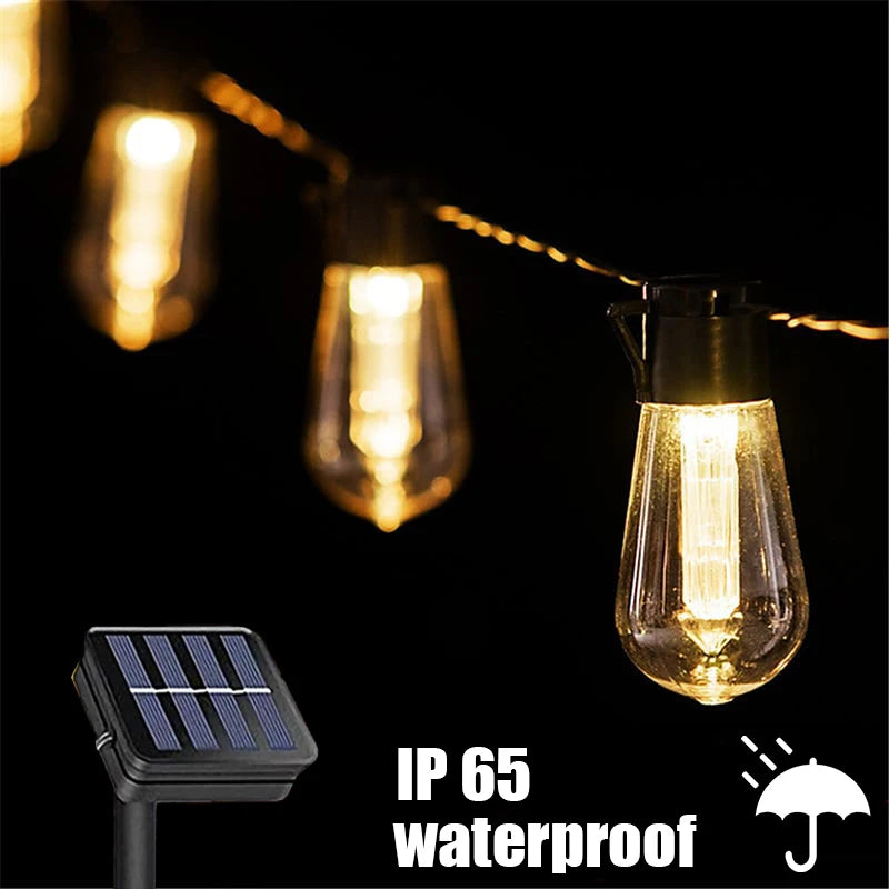 LED Solar-Lichterkette Außen – Mit Retro-Glühbirnen & IP65 Schutz, Stromlos betrieben für Garten & Balkon