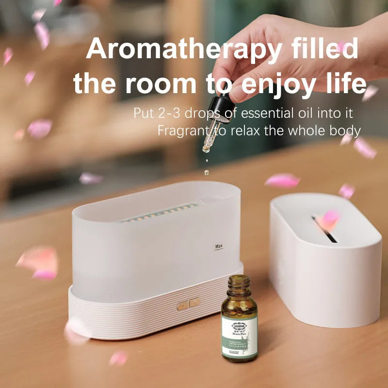 USB LED Luftbefeuchter 180ml - Tragbarer Kühlenebel-Diffusor mit Farbwechsel und Feuereffekt für Aroma-Öle