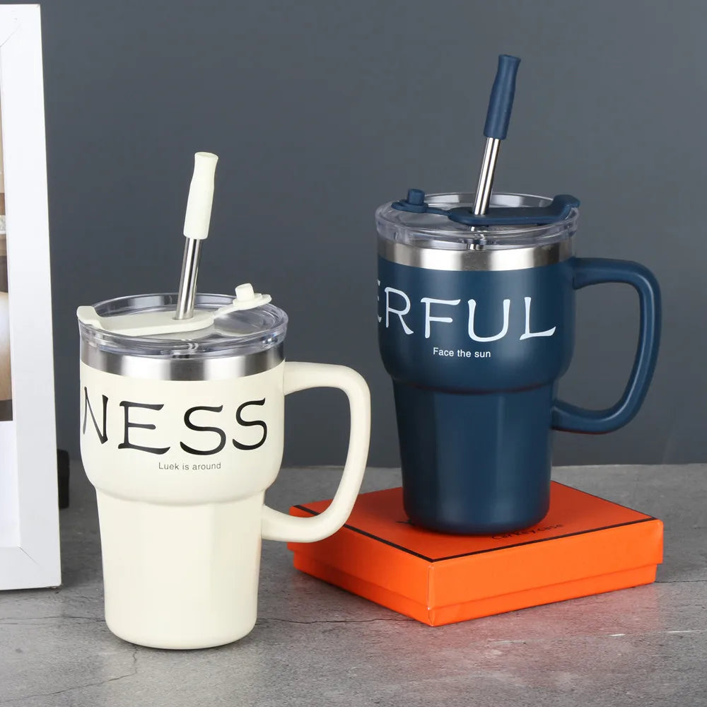 Thermos-Tasse aus Edelstahl: 600ml Thermobecher, auslaufsicher, Vakuumflasche, isolierte Tasse, Kaffeebehälter