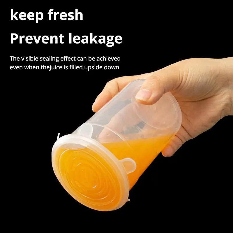 6er Set Transparente Silikon-Küchenabdeckungen – Dehnbare Frischhalteabdeckungen für Schüsseln, Universell für Kühlschrank, Mikrowelle und Backofen, Frischhaltebehälter für Obst und Gemüse