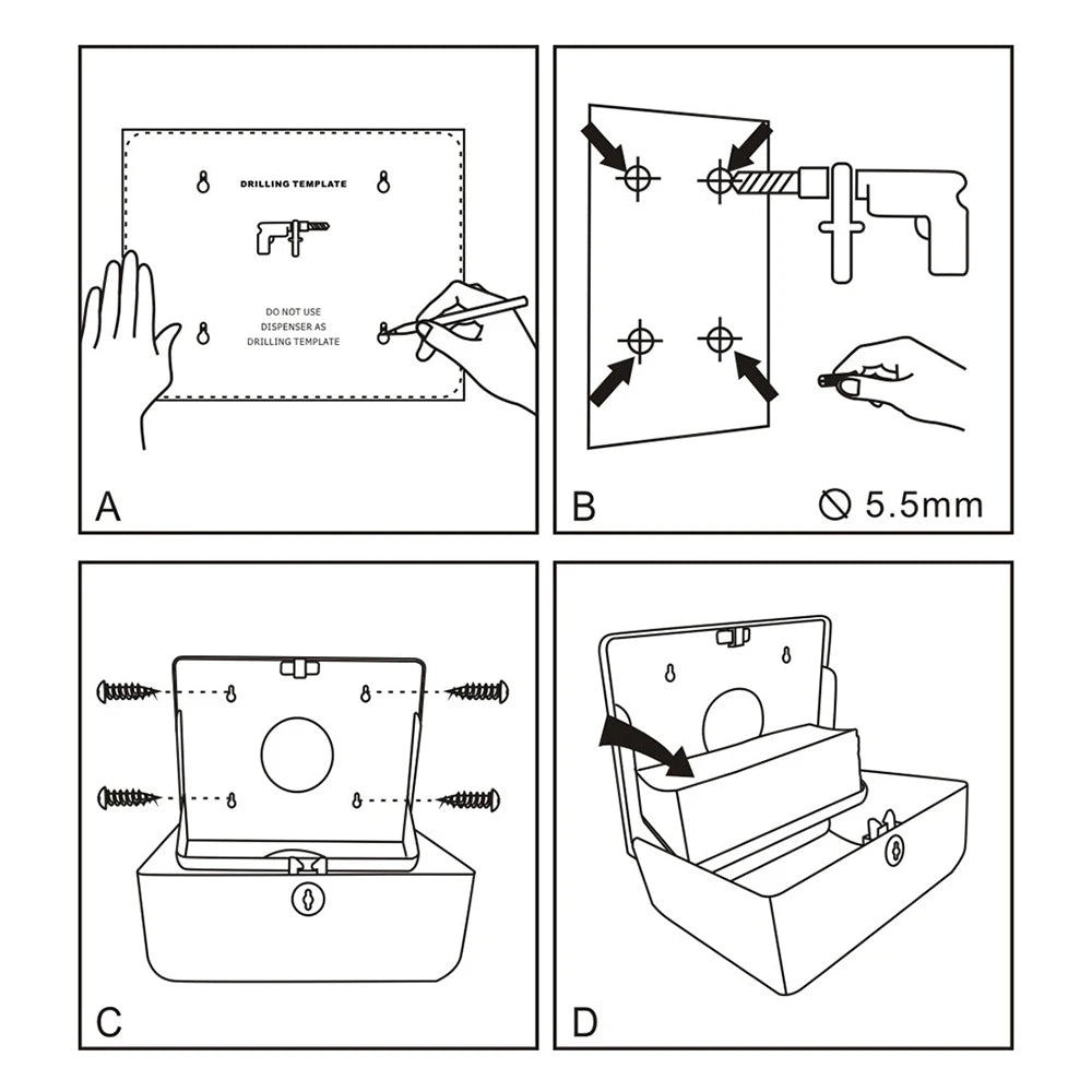 Wandmontierter Papiertuchspender - Eleganter Tissue-Halter für Küche und Bad, geeignet für Multifold-Tüche, Moderner Papiertuchspender