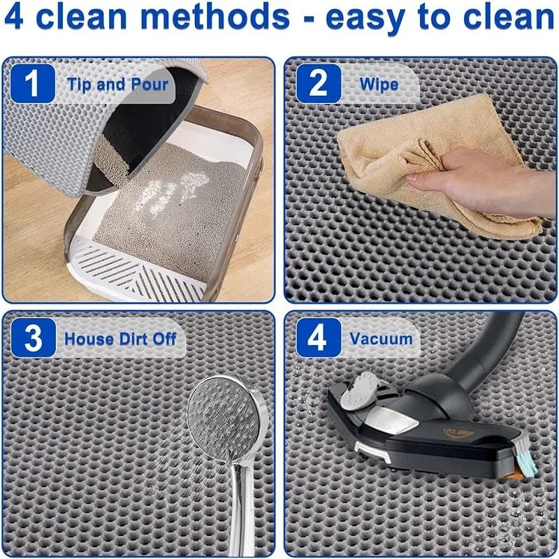 Wasserdichte Katzenstreu-Matte - Haustier-Toilette mit Doppelschicht-Katzenstreu-Box, Rutschfeste und Waschbare Sandmatte für Katzen, Reinigungspad für Haustiere