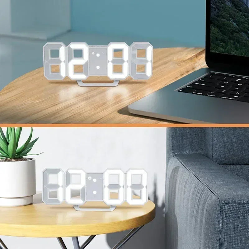 3D LED Digital Wanduhr – Alarmuhr mit Zeit-, Datums- und Temperaturanzeige, Perfekt für Zuhause, Küche, Büro oder Garten