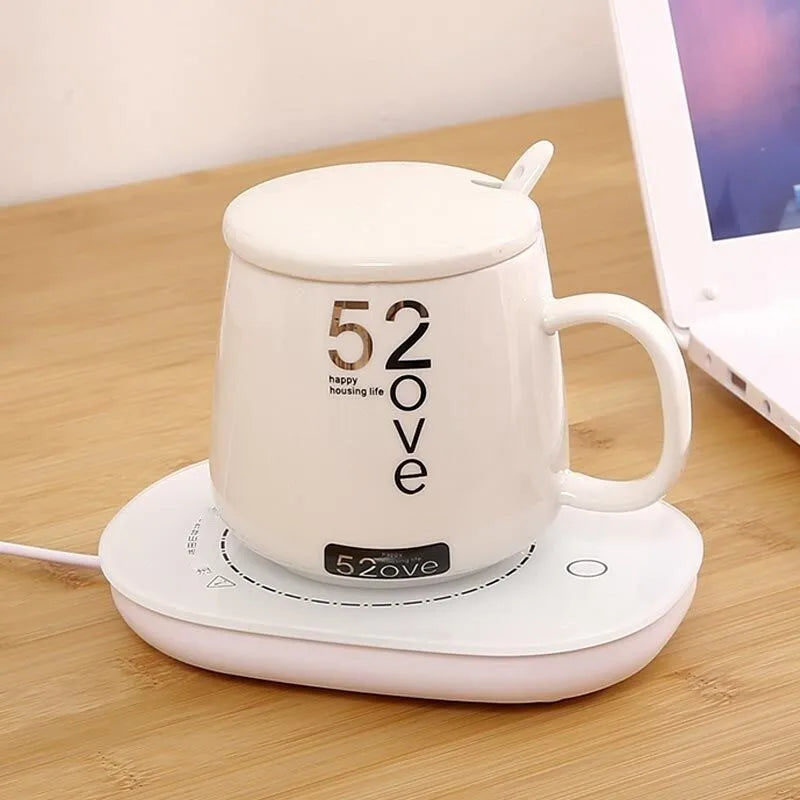 1x Elektrisches Heizpad für Kaffeetassen – Smart Thermostatisches Wärmegerät, Ideal für Zuhause und Büro, Hält Milch, Tee und Wasser auf der gewünschten Temperatur, Heiz-Unterlage für Becher