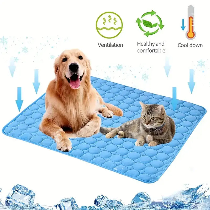 Selbstkühlende Haustiermatte – Sommer-Kühlpad für Hunde und Katzen, Atmungsaktiv und Waschbar, Aus Eis-Silk für optimale Kühlung
