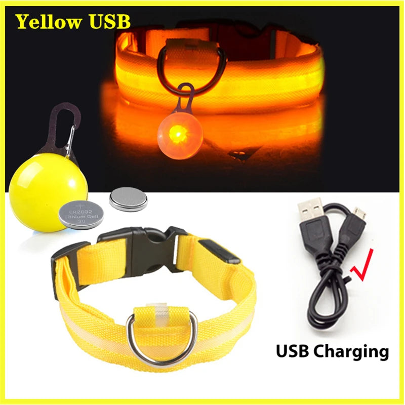 USB-Aufladbares Leucht-Halsband für Hunde & Katzen – Helles LED-Nacht-Sicherheitslicht mit abnehmbarem Anhänger