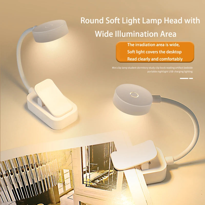Kompakte LED Leseleuchte mit 360° Clip – Augenschutz, Tragbar für Reisen und Schlafzimmer, Ideal als Nachtlicht und Schreibtischlampe