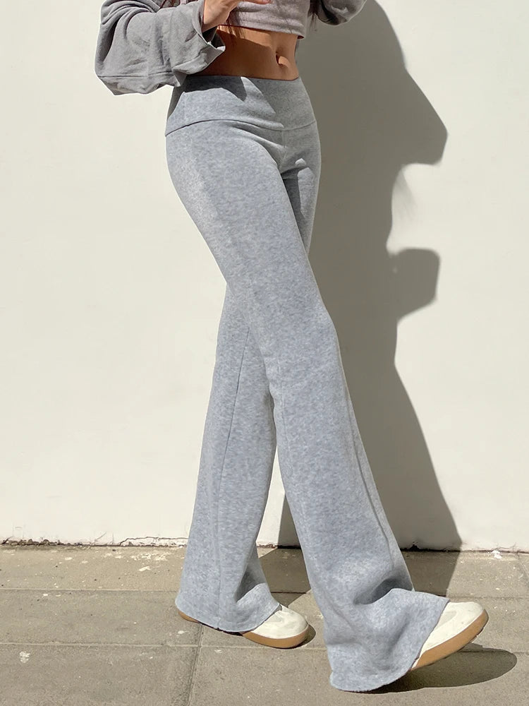 Slim Low-Waist Flare Pants – Bootcut Damenhose, Y2K Streetwear Style, Casual Mode für Herbst/Frühling 2024