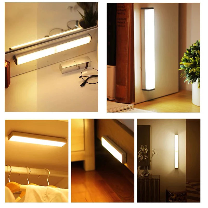 Typ-C Wiederaufladbares LED Nachtlichtleiste - Kabellose Lampe mit Bewegungssensor für Schrank, Treppe und Küche, hochwertig hergstellt