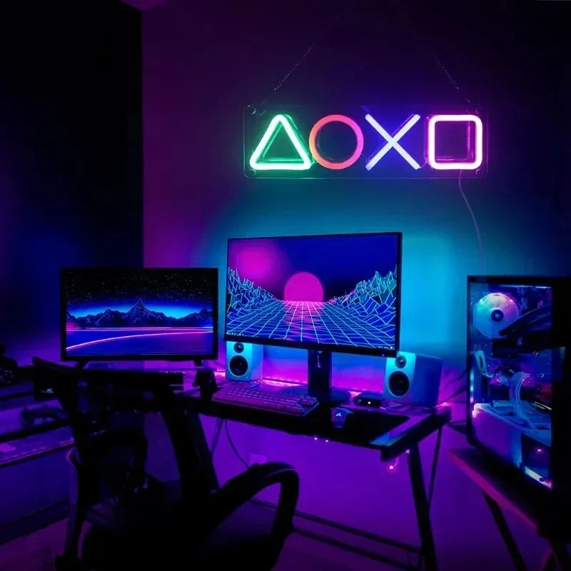 Neonlicht-Wanddekoration für Schlafzimmer - LED-Leuchtreklame mit USB-Schalter, ideal für Gamer Zimmer und Wohnzimmer, Gamer Neonschild