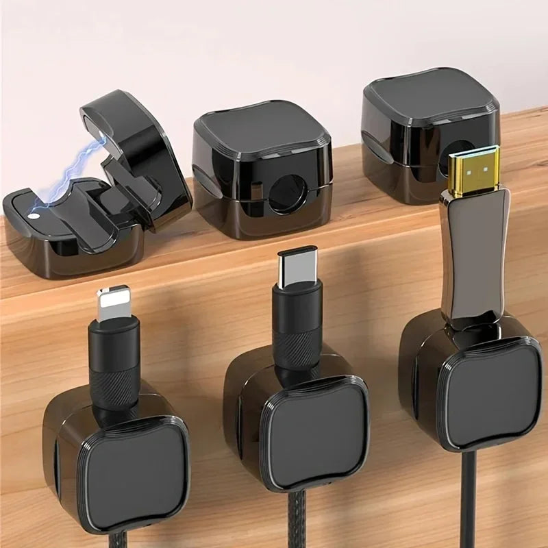 1-24er Set Magnetische bunte Kabelclips – Verstellbarer Kabelhalter und Organizer für Schreibtisch und Büro – Ideal zur Kabelverwaltung
