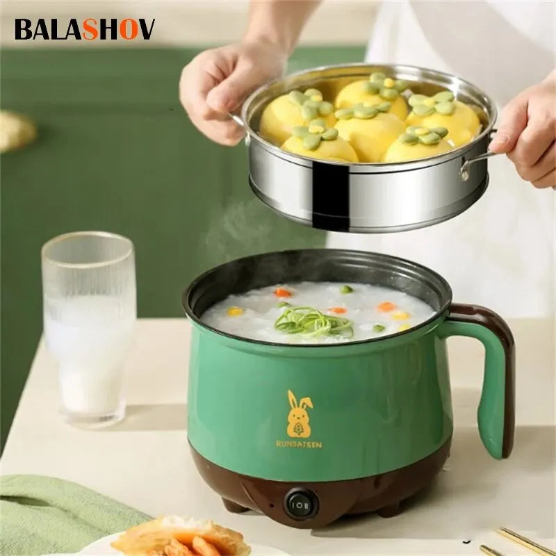 2-in-1 Elektrischer Mini-Kocher - Multifunktionaler Dampfgarer und Antihaft-Pfanne für 2 Personen, Einzelschicht/Doppelschicht, Perfekt für die Küche, Multifunktionaler Kocher