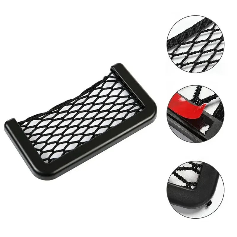 4 Stück Elastische Netz-Aufbewahrungstaschen für Autositze – Seitliche und rückseitige flexible Netztaschen für Handy, Kleinteile, Autositz-Organizer