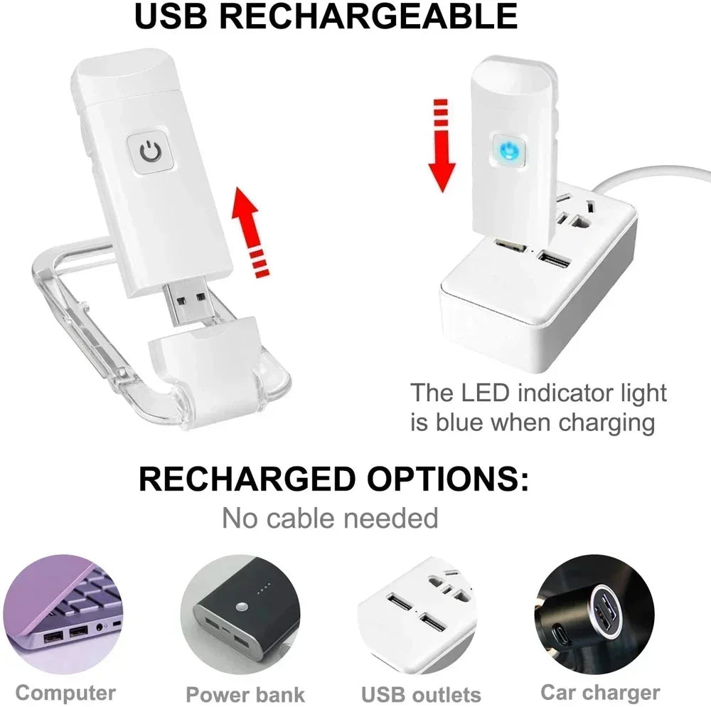 Augenschonende LED Leseleuchte mit USB-Aufladung – Kompakte Clip-Lampe für Lesen, Nachtlicht und Schreibtischbeleuchtung