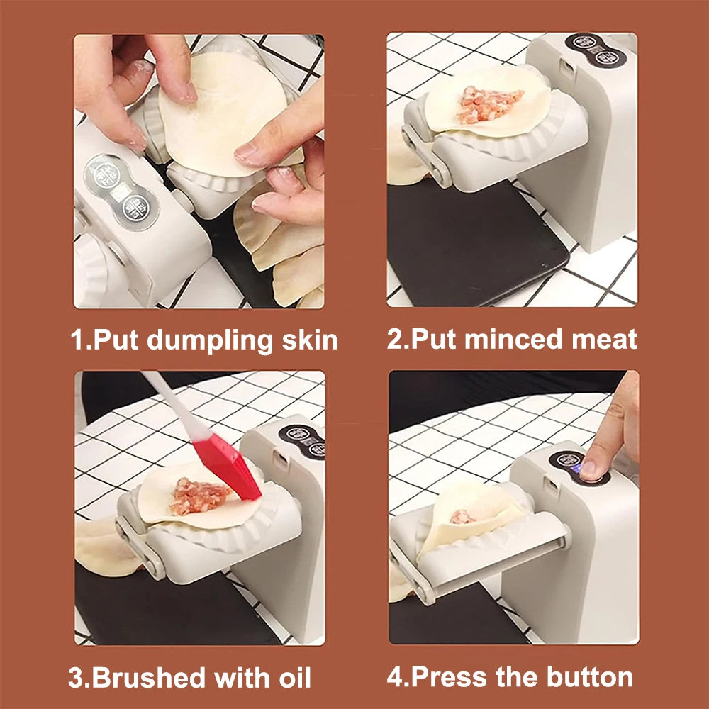Elektrische Dumpling Maker Maschine mit Doppelkopf: Automatische Dumpling-Formungsanlage mit Pressform für Dumpling-Haut und manuellem Zubehör