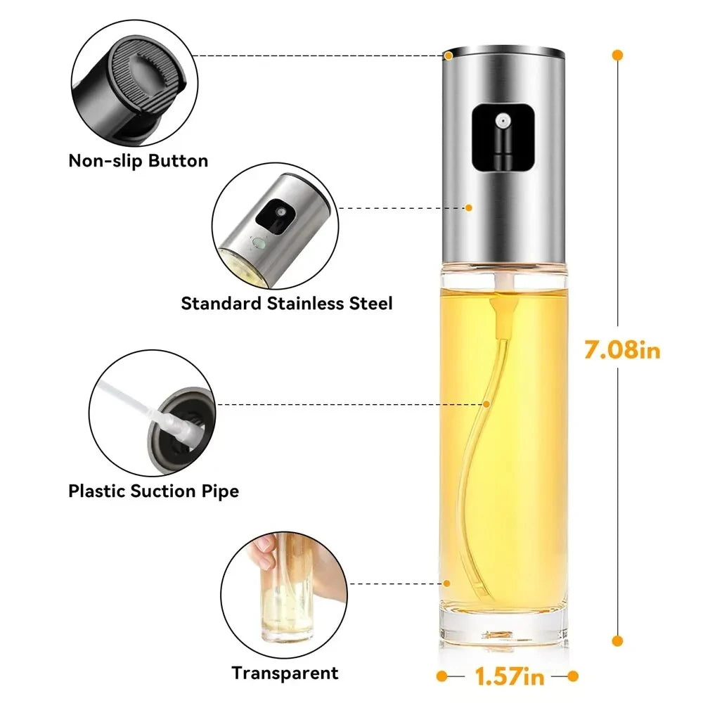 100 ml Glassprühflasche für Olivenöl - Praktischer Sprüher für Küche und Grill - Fördert fettarme Zubereitung und präzises Sprühen, Einfaches Sprühen von Öl