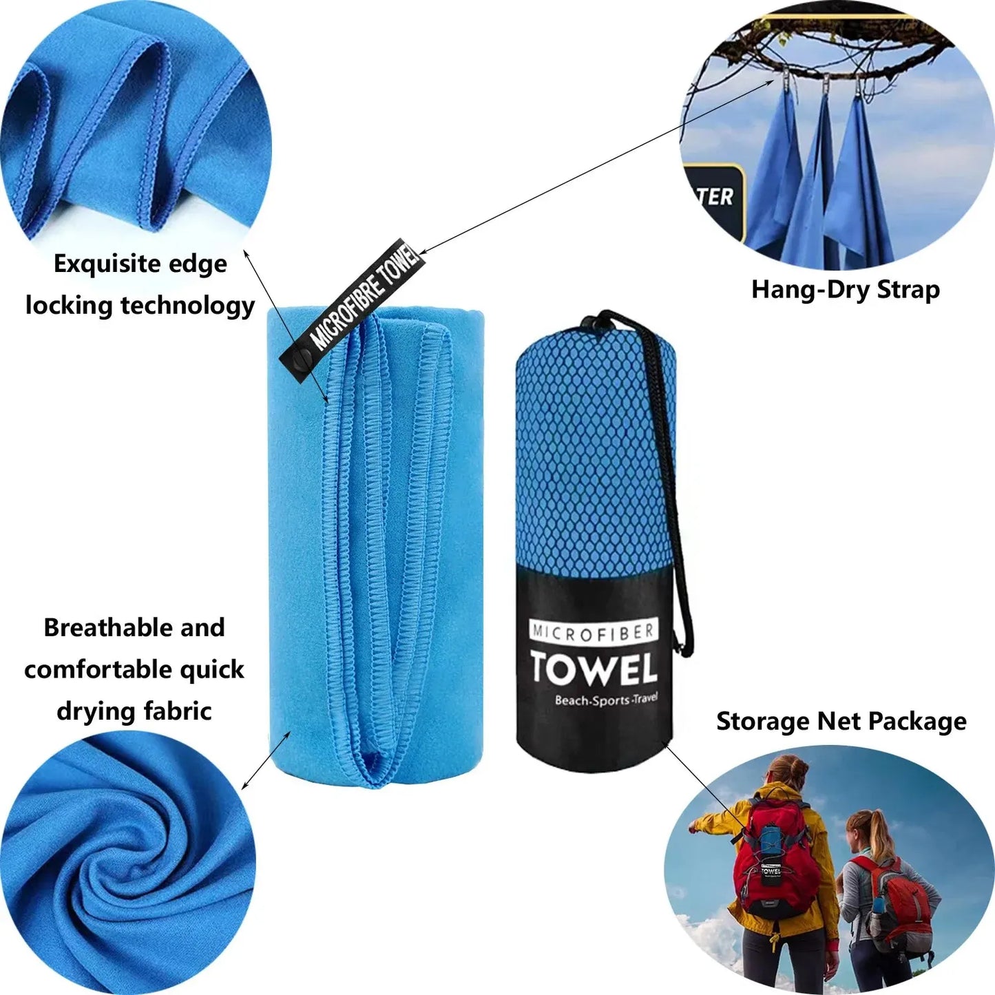 Schnell-Trocknendes Mikrofaser-Handtuch 40x80/76x152CM – Perfekt für Sport, Yoga, Fitness, Basketball, Outdoor-Abenteuer, Camping und Strand, Multifunktionales Sporthandtuch