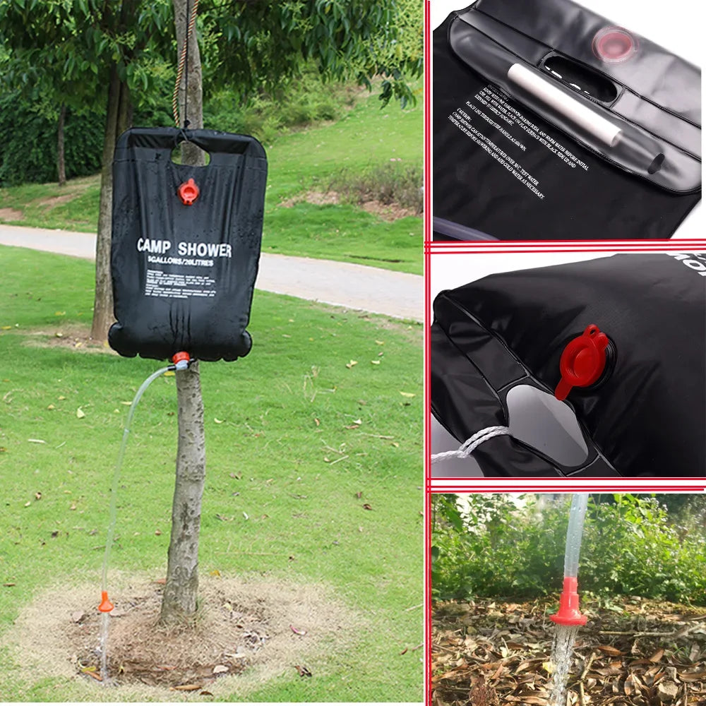 20L Tragbarer Camping-Duschbeutel – Solar-geheizter Wasserbeutel für Outdoor-Abenteuer, Ideal für Reisen, Wandern, BBQ, Radfahren, Strand und Schwimmen