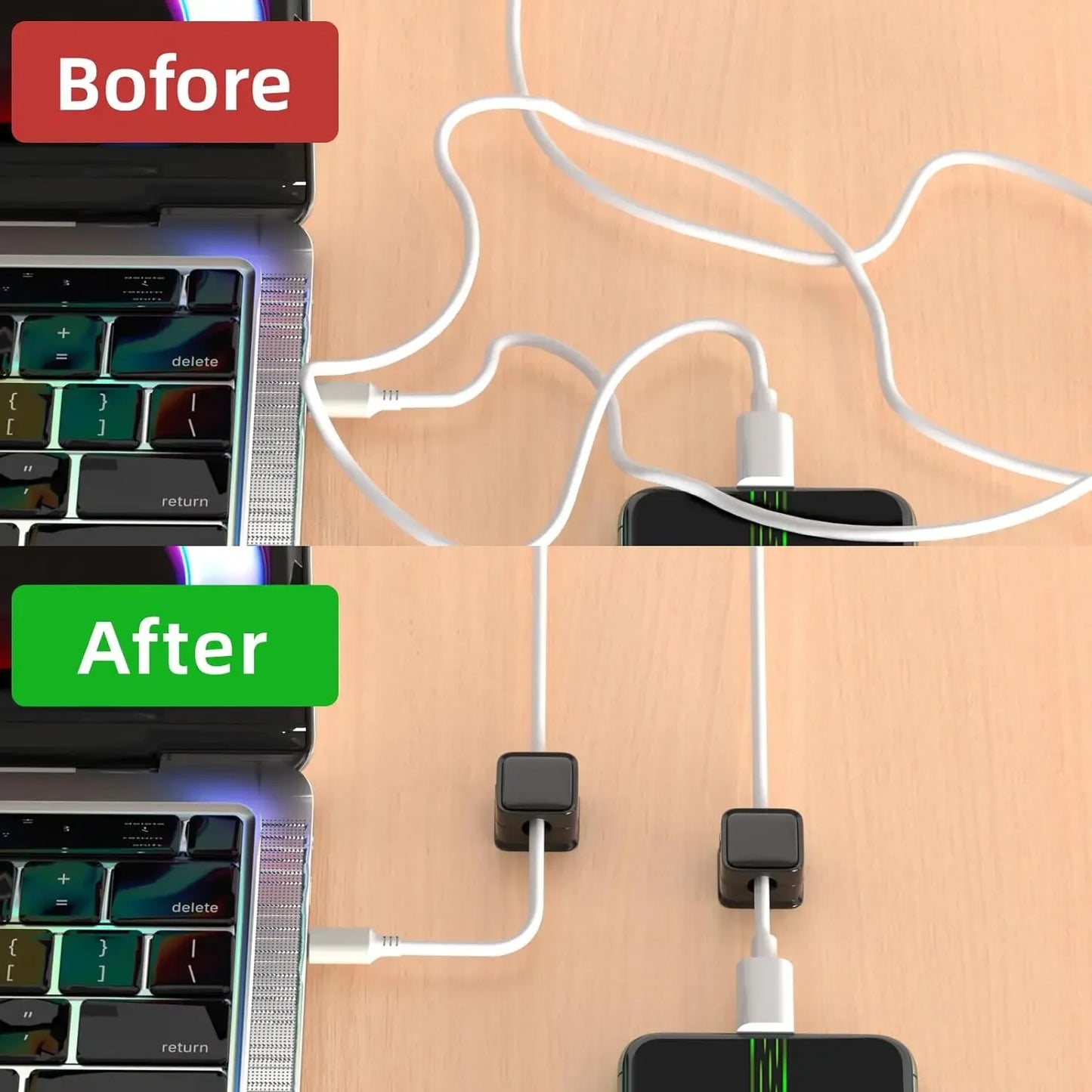 1/24er Pack Magnetische Kabelclips – Flexible Kabelhalter für geordnete Kabelverwaltung, ideal für Untertisch- und Schreibtischbereich