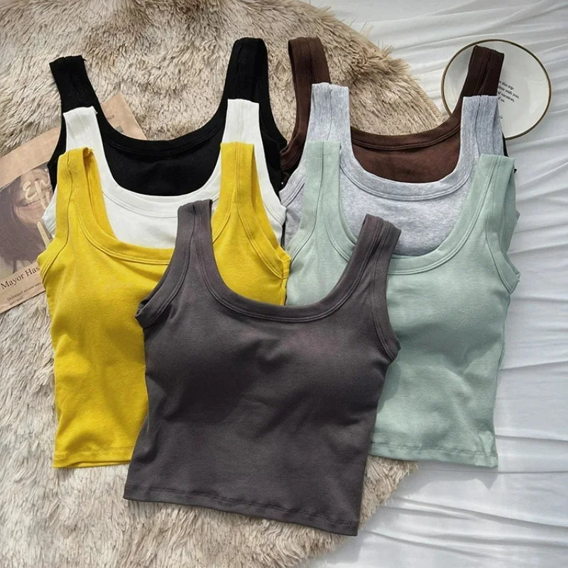 Komfortabler Frauen Yoga-BH ohne Bügel – Baumwoll-Einzelstück mit breiten Schulterträgern und Chest Pad, Ideal für Sport und Alltag