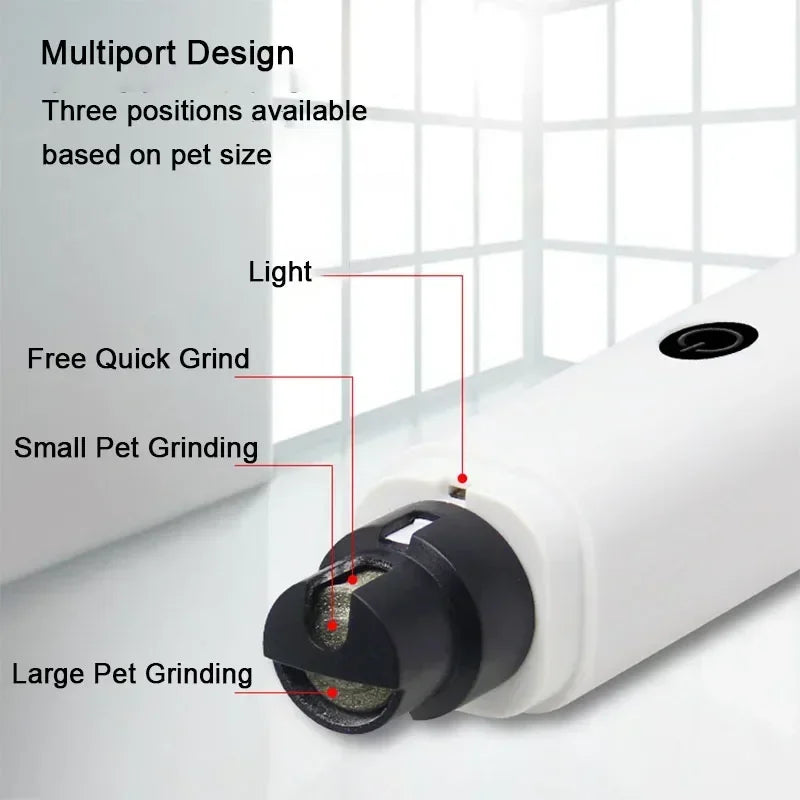 Haustier Krallenschneider Elektrisch mit LED und USB-Aufladung – Leiser Krallenschleifer für Hunde und Katzen, Schonende Pflege für Pfoten mit LED-Beleuchtung