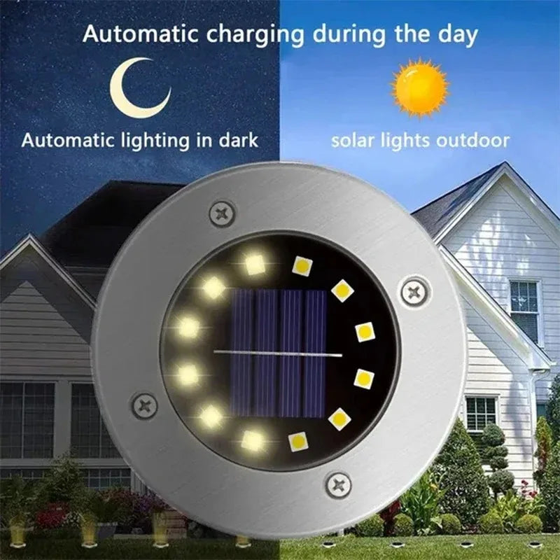 8/20 LEDs Solar Bodenleuchten - Solarbetriebene Gartendekoration, Untergrund- und Deckleuchten, Solar-Spotlights, LED-Lampen zur Bodenbeleuchtung