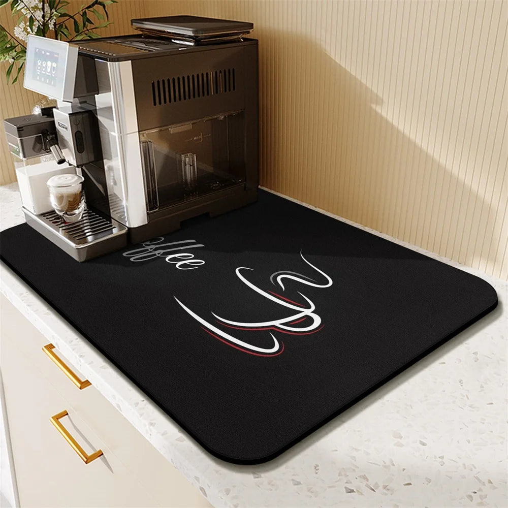 Saugfähige Kaffeetassen-Matte - Mehrere Designs, Rutschfest und Ideal für Küchenarbeitsplatten, Saugfähige Küchematte für eine ordentliche Küche