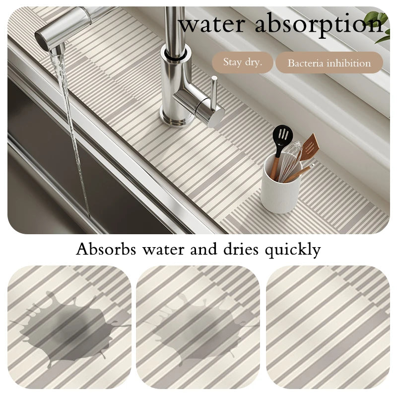 Super absorbierende Wasserhahn-Matte – Spritzschutz und Abfluss-Pad für Spülbecken, schützt die Arbeitsplatte in Küche und Bad