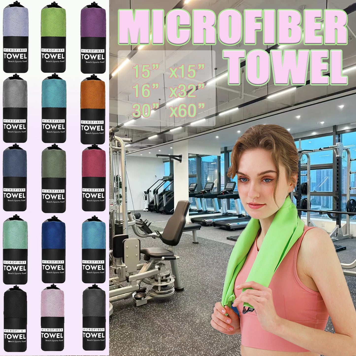 Ultraleichtes & schnelltrocknendes Mikrofaser-Sporthandtuch – Perfekt für Gym, Yoga, Schwimmen & Outdoor