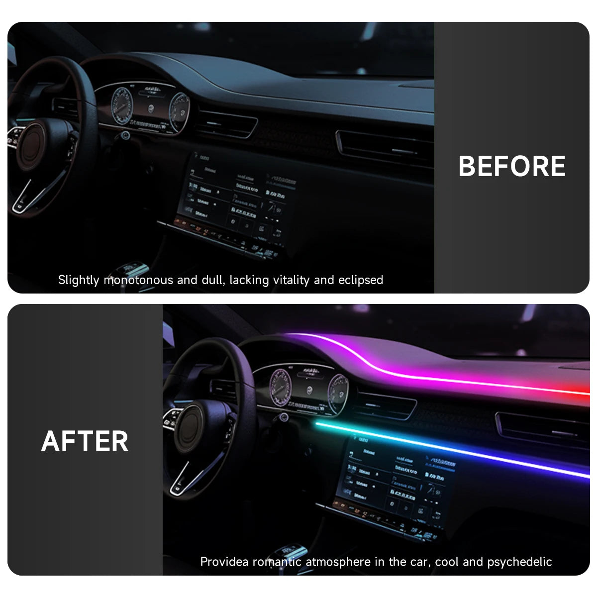 Auto-Ambiente-Lampe mit RGB-Symphonie – USB-geladen, für stilvolle Beleuchtung und App-Musiksteuerung