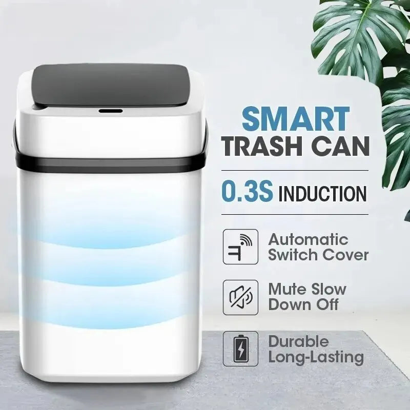 Smart 13L Automatischer Mülleimer für Küche und Badezimmer – Berührungsloser Abfallbehälter mit moderner Touch-Technologie, Hygienischer Müllsackspender für Toiletten und Küchen