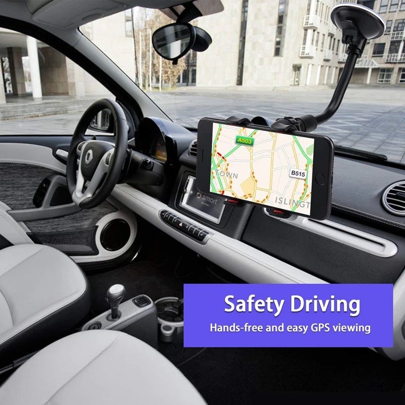 360-Grad-Drehbarer Auto-Handyhalter mit Saugnapf – Flexibler Halter für iPhone, Samsung, Xiaomi – Verstellbarer Clip für das Auto