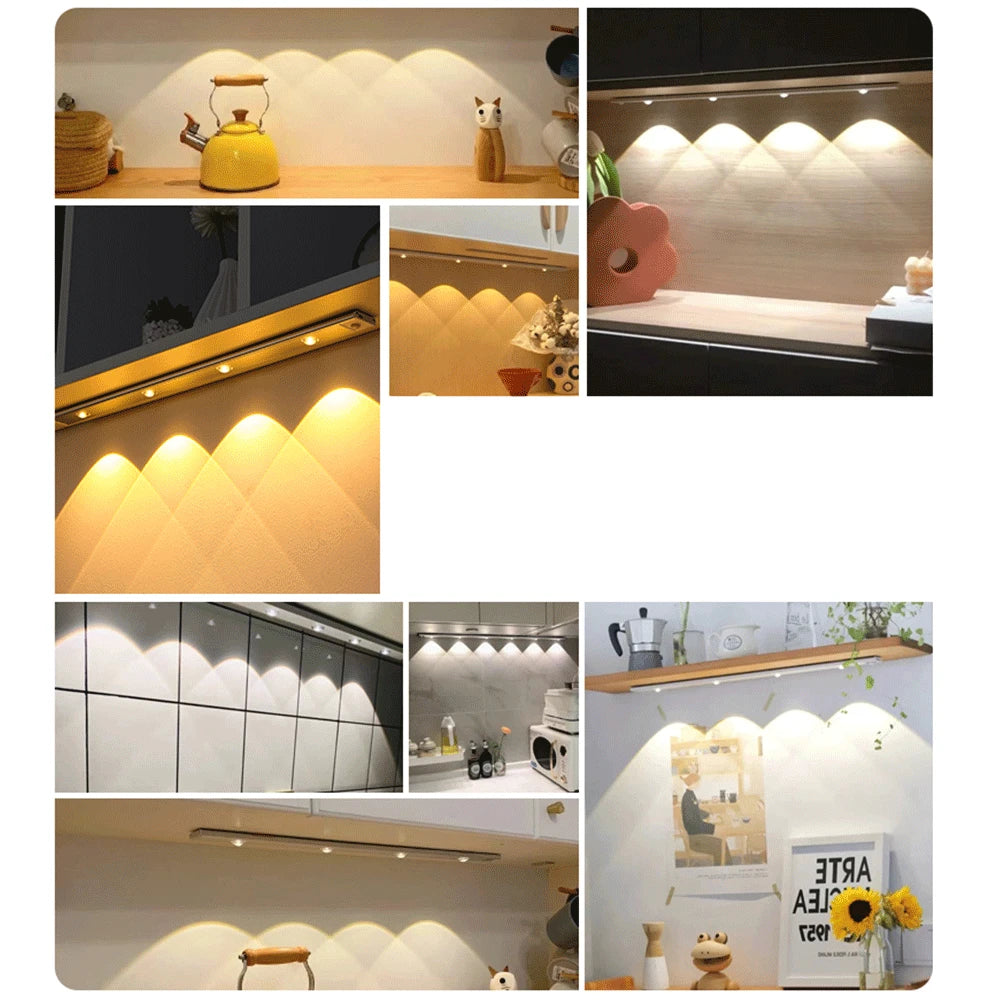 LED Motion Sensor Wireless Ultra Thin Night Light USB LED Wine cooler Light For Kitchen Cabinet Bedroom Wardrobe Indoor Lighting