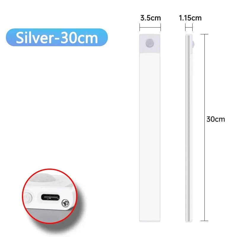 LED Schranklicht mit Bewegungsmelder – USB Type-C wiederaufladbar, Auto-On/Off, Verschiedene Längen für Küche & Kleiderschrank