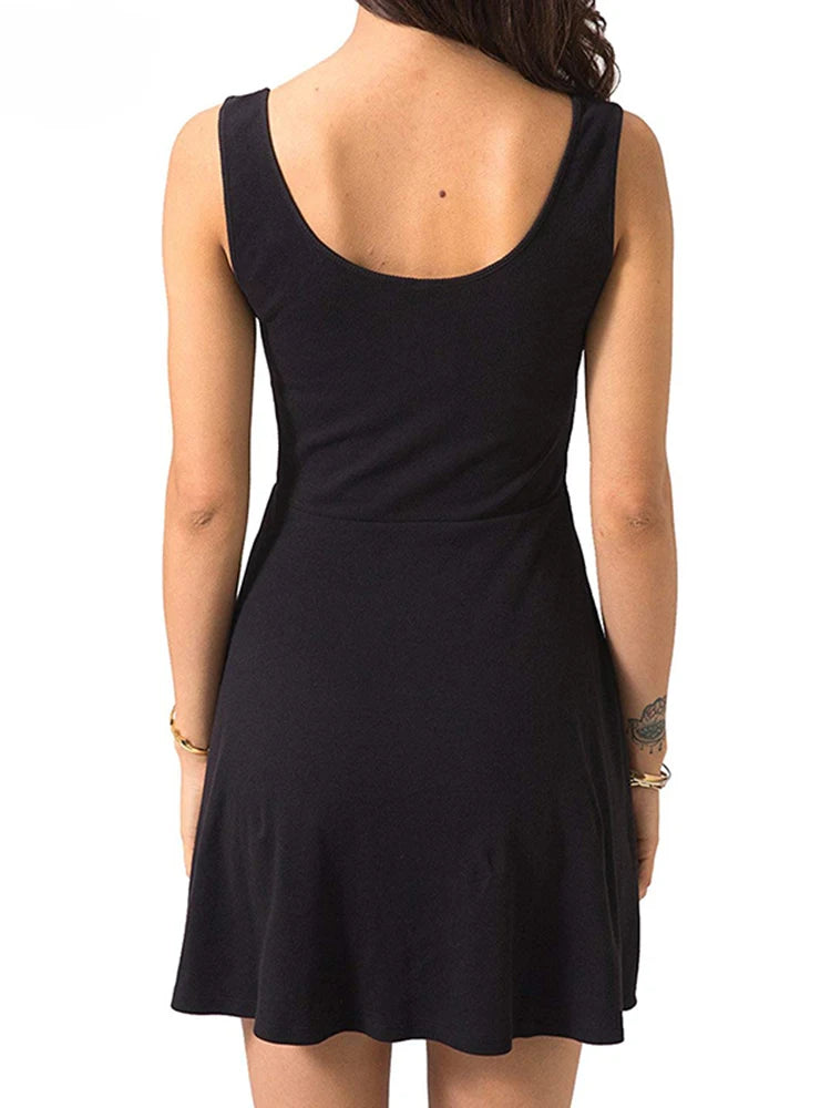 Flare Skater Mini Tank Kleid für Damen - Ärmellos, Hoche-Taille, Slim Fit für Elegante und Lässige Anlässe