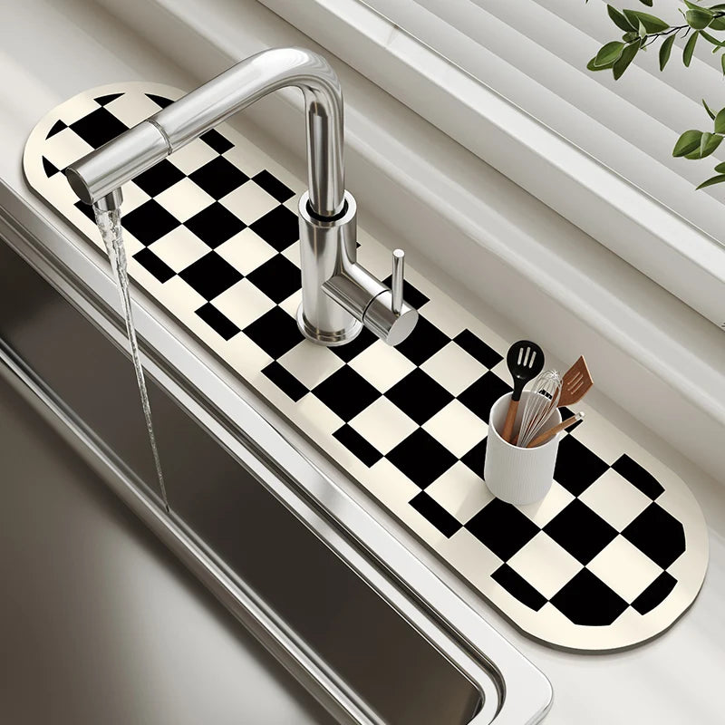Super absorbierende Wasserhahn-Matte – Spritzschutz und Abfluss-Pad für Spülbecken, schützt die Arbeitsplatte in Küche und Bad
