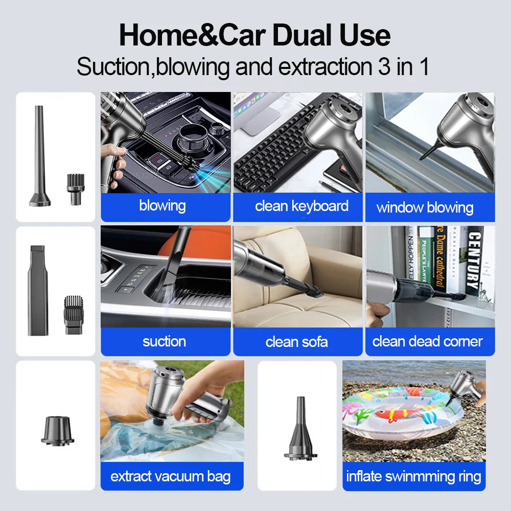 Premium Hochleistungs-Kabelloser Auto-Staubsauger – 95.000 PA Saugkraft für gründliche Fahrzeugreinigung, Handheld und kabellos
