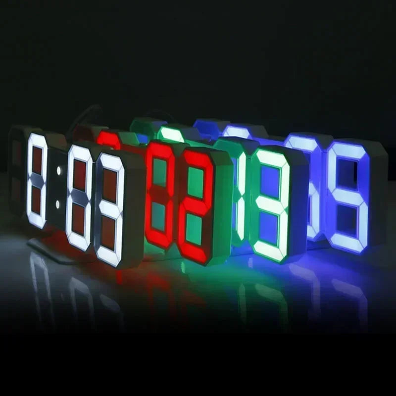 3D LED Digital Wanduhr – Alarmuhr mit Zeit-, Datums- und Temperaturanzeige, Perfekt für Zuhause, Küche, Büro oder Garten