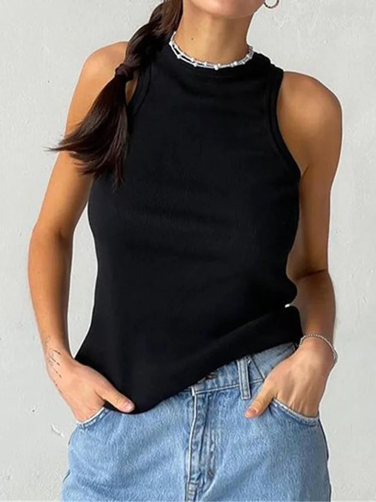 Casual Sportliches Rippenstrick-Top – Off-Shoulder-Design, in vielen Farben. Perfekt für ein bequemes Sommer-Outfit