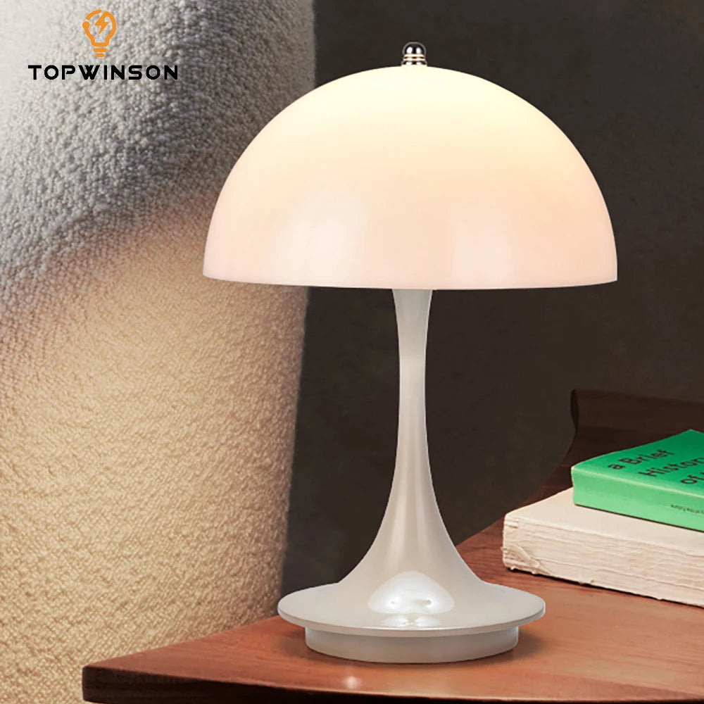 Kompakte LED Pilz-Tischlampe mit USB-Aufladung – Dimmbare Blumenknospen-Leuchte für Schlafzimmer, Tragbare Nachttischlampe für Gemütliche Atmosphäre