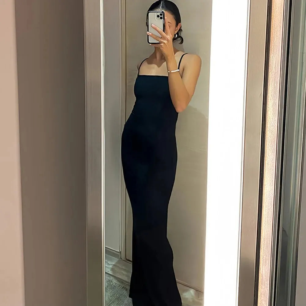 Damen Elegantes Sommer-Maxi-Kleid – Lässiges, rückenfreies Bodycon-Dress mit ärmellosem Design, Ideal für schicke Geburtstagsfeiern und stilvolle Sommerabende