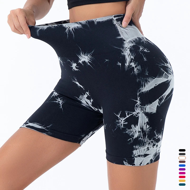 Hochwertige Hochtaillierte Butt Lift Shorts für Frauen – Elastische, nahtlose Tie-Dye Shorts für intensives Workout und Running, Slim Fit und stylish