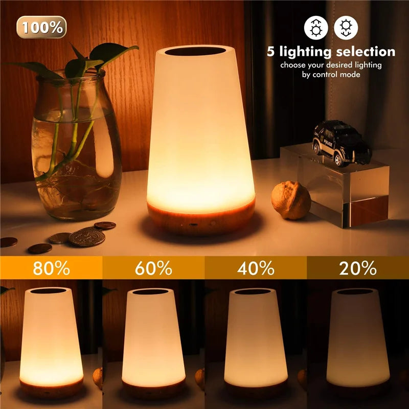 13-Farben RGB Nachtlicht mit Fernbedienung – Touch-dimmbare Tisch- und Nachttischlampe, tragbare USB-wiederaufladbare Nachtlampe