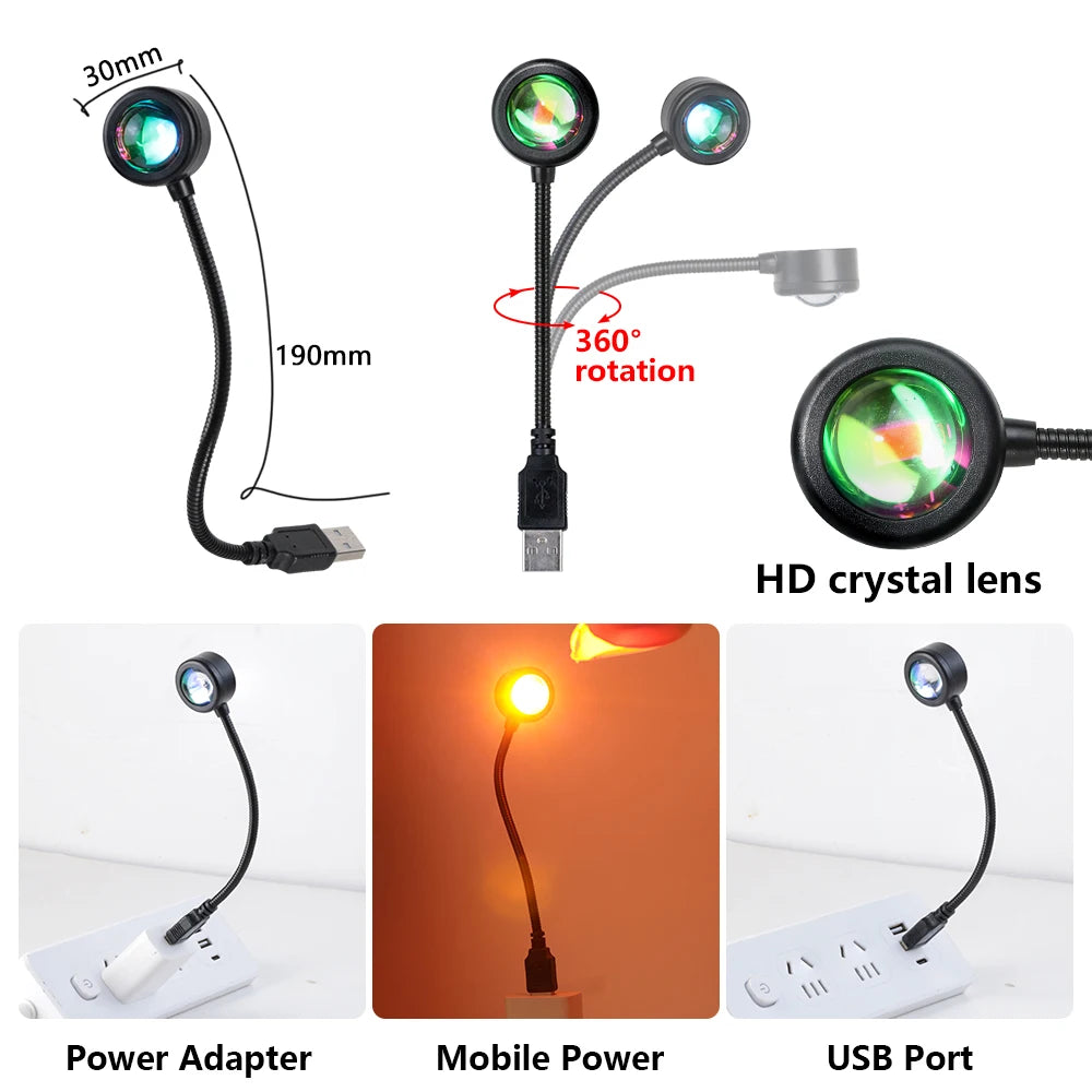 LED Neon Sunset Lampe mit USB - Nachtlicht-Projektor für stimmungsvolle Heimdekoration, Schlafzimmer und Wohnzimmer