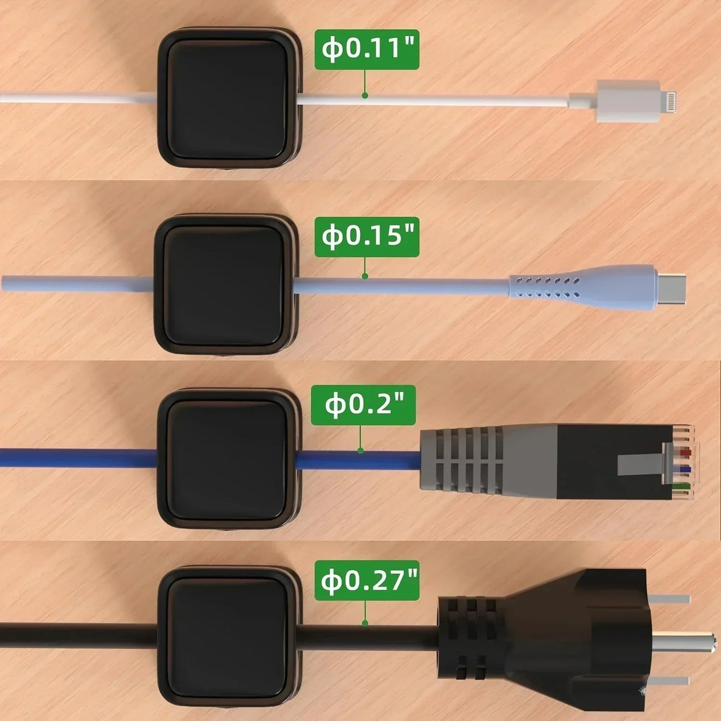 1-24er Set Magnetische bunte Kabelclips – Verstellbarer Kabelhalter und Organizer für Schreibtisch und Büro – Ideal zur Kabelverwaltung