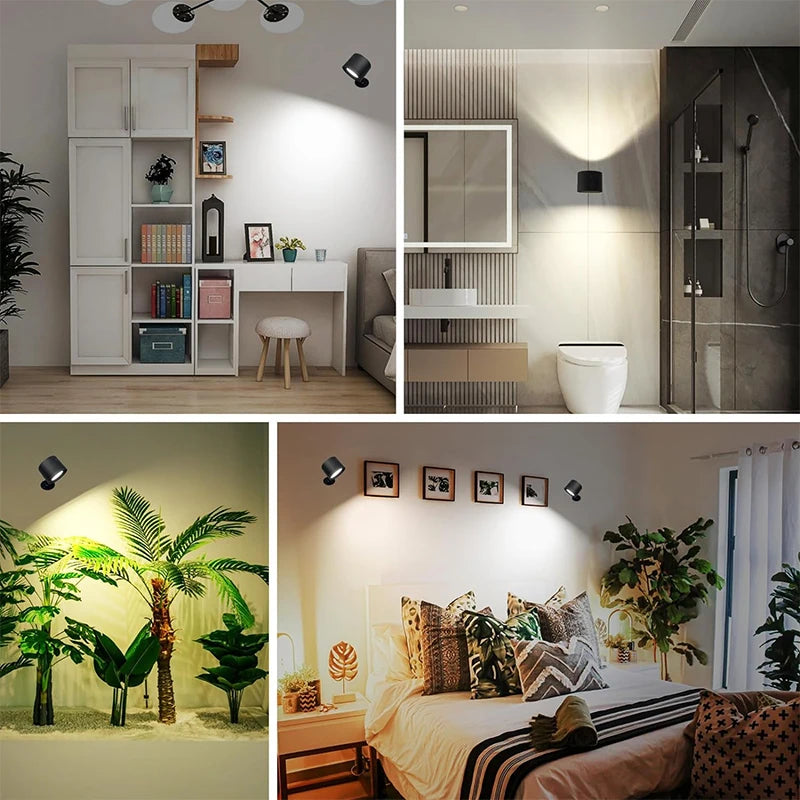 Flexibel einstellbare LED-Wandleuchte – 2 Köpfe, Touch- und Fernbedienungssteuerung, 360° rotierbar, kabellos und USB-rechargeable, für Schlafzimmer und Lesen